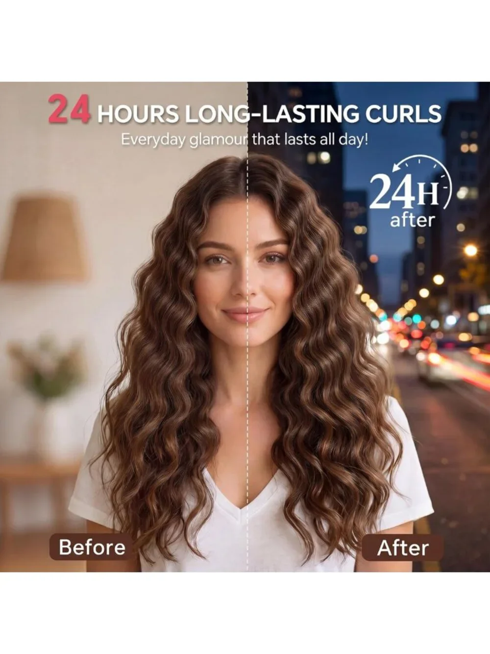 Triple Barrel Curling Iron - 1 Inch Hair Waver Tool for Beach Waves, LCD